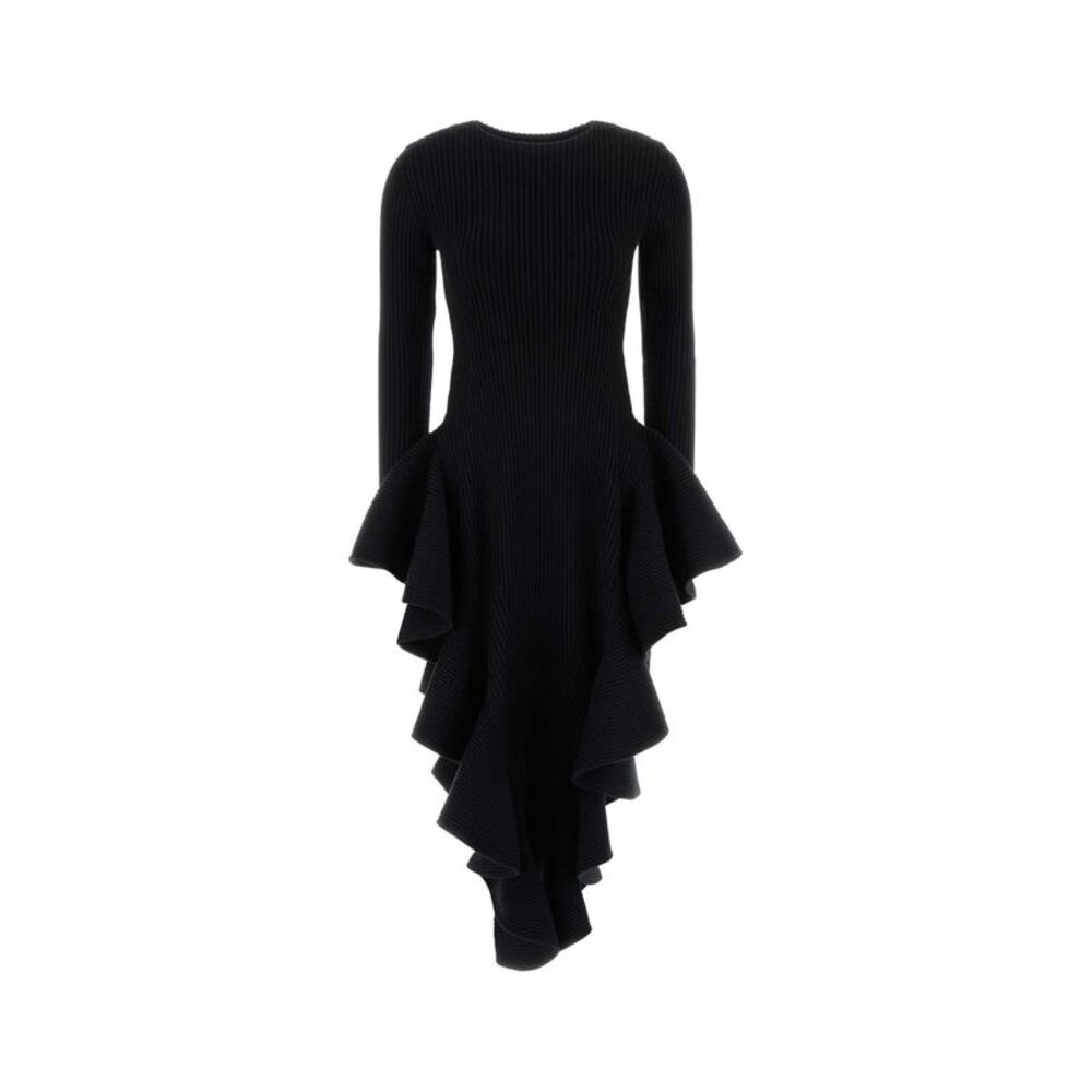 Alaia Women Black Stretch Wool Blend Dress